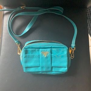 Aqua blue Prada bag